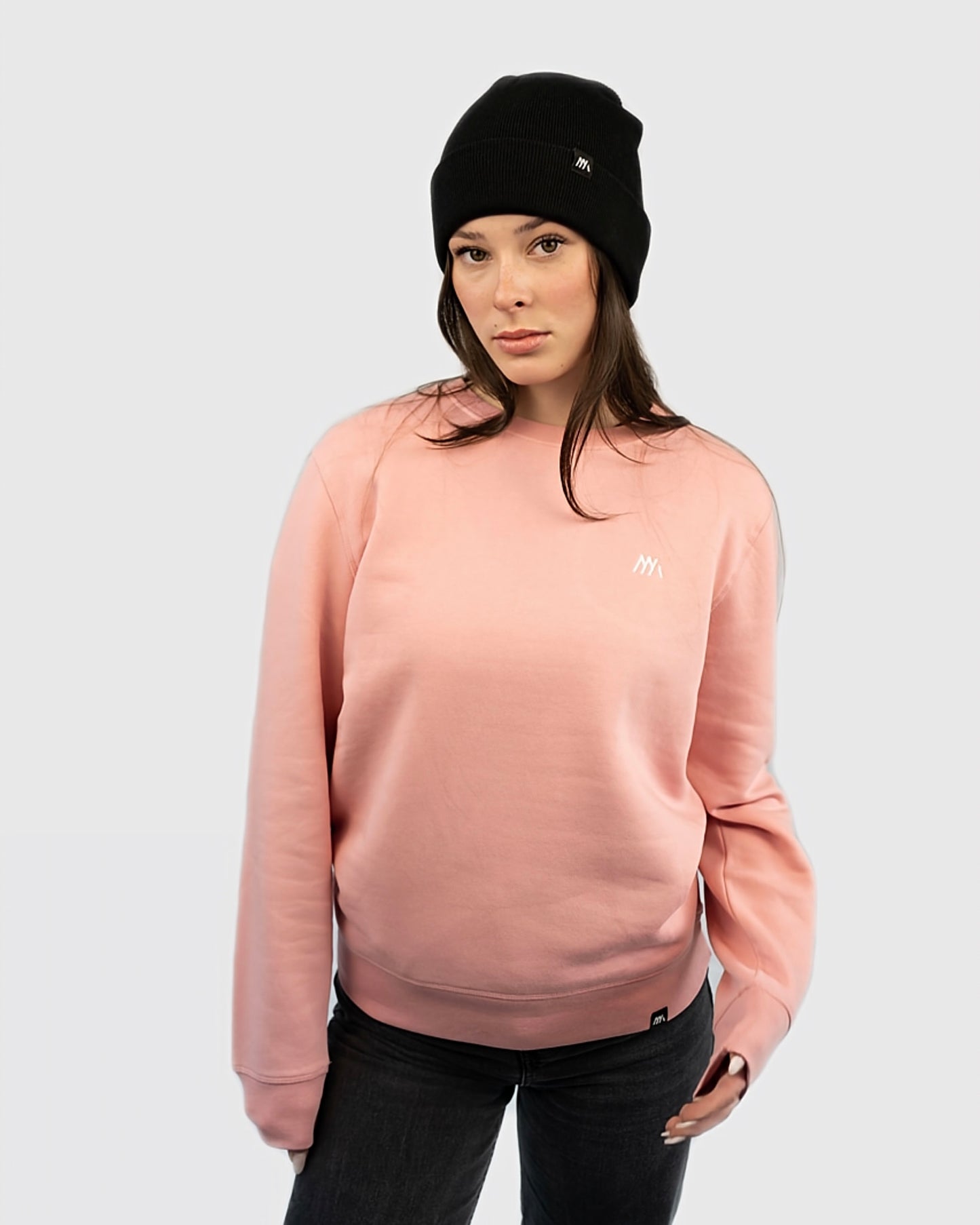 Sweatshirt für Herren und Damen in Dunkelgrau mit Volgel Motiv in verschiedenen Größen und Farben, Vegan und FariWear sowie Öko-Tex zertfifiziert, Pullover ohne Kapuze für Damen und Herren sowie Jungen und Mädchen, Nachhaltig und Modern aus Biobaumwolle und recyceltem Polyester, auch als Geschenkidee, in Pink und gestricktem Logo